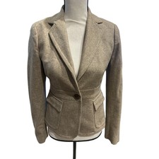 Women s J. Crew Wool Blend Tan Blazer Size 2. Preppy Acadamia Career Office