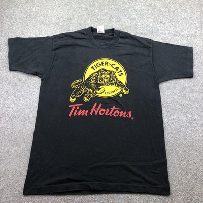 Vintage Hamilton Tiger Cats Shirt Mens Large Black CFL Football Tim Hortons