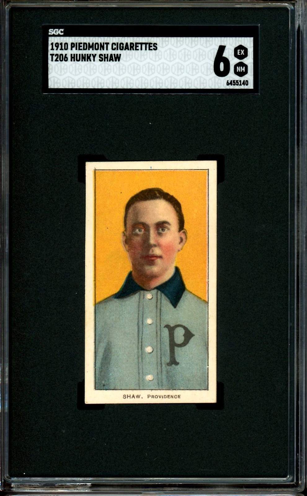 1909-11 T206 Piedmont Cigarettes Baseball Hunky Shaw SGC 6