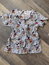 Disney Gray Mickey Minnie Mouse Paisley Scrub Top style 6628C Small