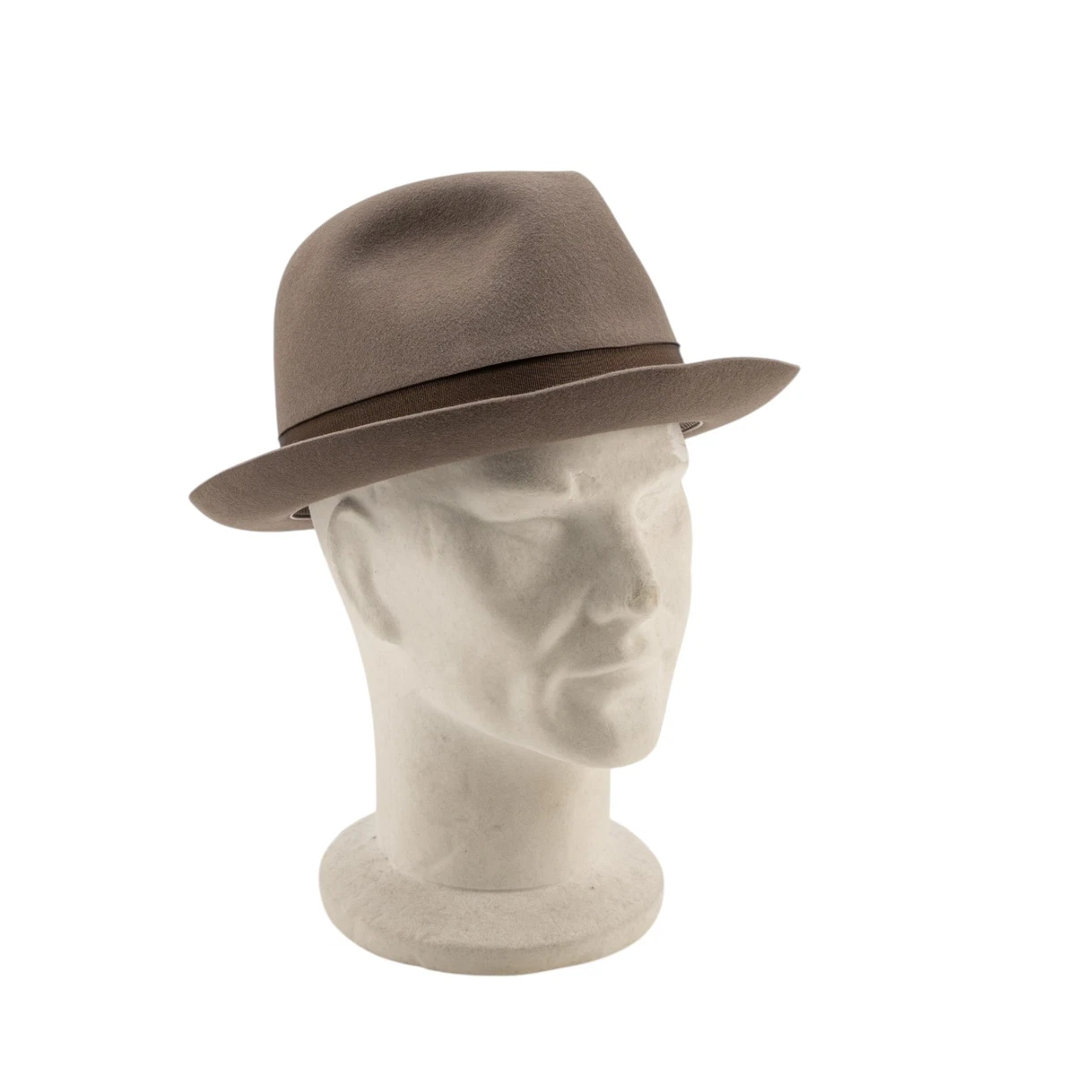 $475 BORSALINO Sombrero Fedora Taupe Fieltro Alessandria + Cuero - Hecho a mano en Italia