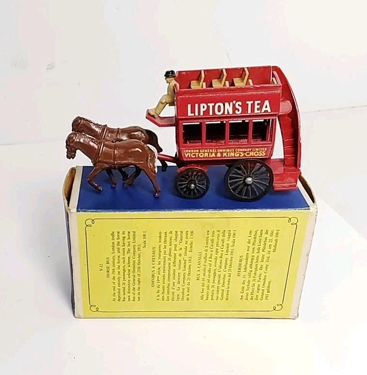 MATCHBOX MODEL YESTERYEAR Y-12 HORSE BUS LIPTON TEA в оригинальной коробке КАК НОВЫЙ WOW - Изображение 2 из 4