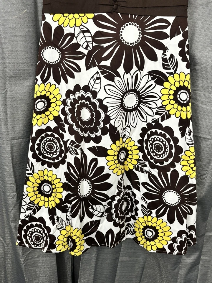 De colección Vestido Inteligente Y2K B Mujer 16 Marrón Chocolate Amarillo Floral Hada Hippie Delicado Foto 4 de 4