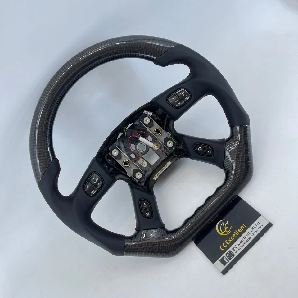 Volante de fibra de carbono real Hummer H2 Gmc Yukon silverado 2003-2007 - Imagem 3 de 4