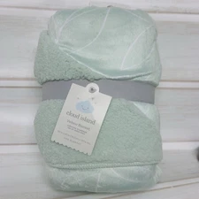 Cloud Island Baby Soft  Velboa Sherpa Plush Blanket Mint Green White Floral NEW