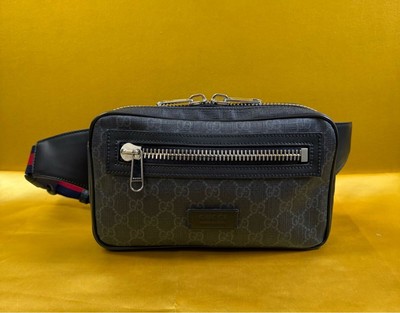 GUCCI Soft GG Supreme Belt Crossbody Weist Bag Leather Black 474293 Used