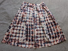 Sam & Lavi Skirt Womens Large Red Blue White Plaid Pleated Pockets Cotton Blend