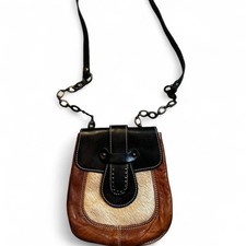 Borsa Nardelli made in Italy pelle marrone capelli di vitello tracolla piccola tracolla catena
