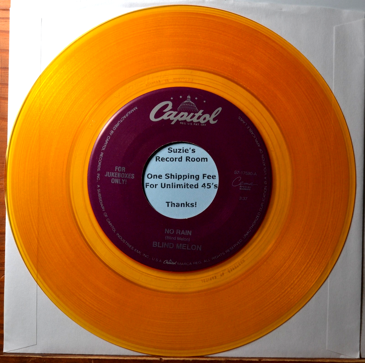 Blind Melon No Rain Yellow Gold Wax NM 45 7