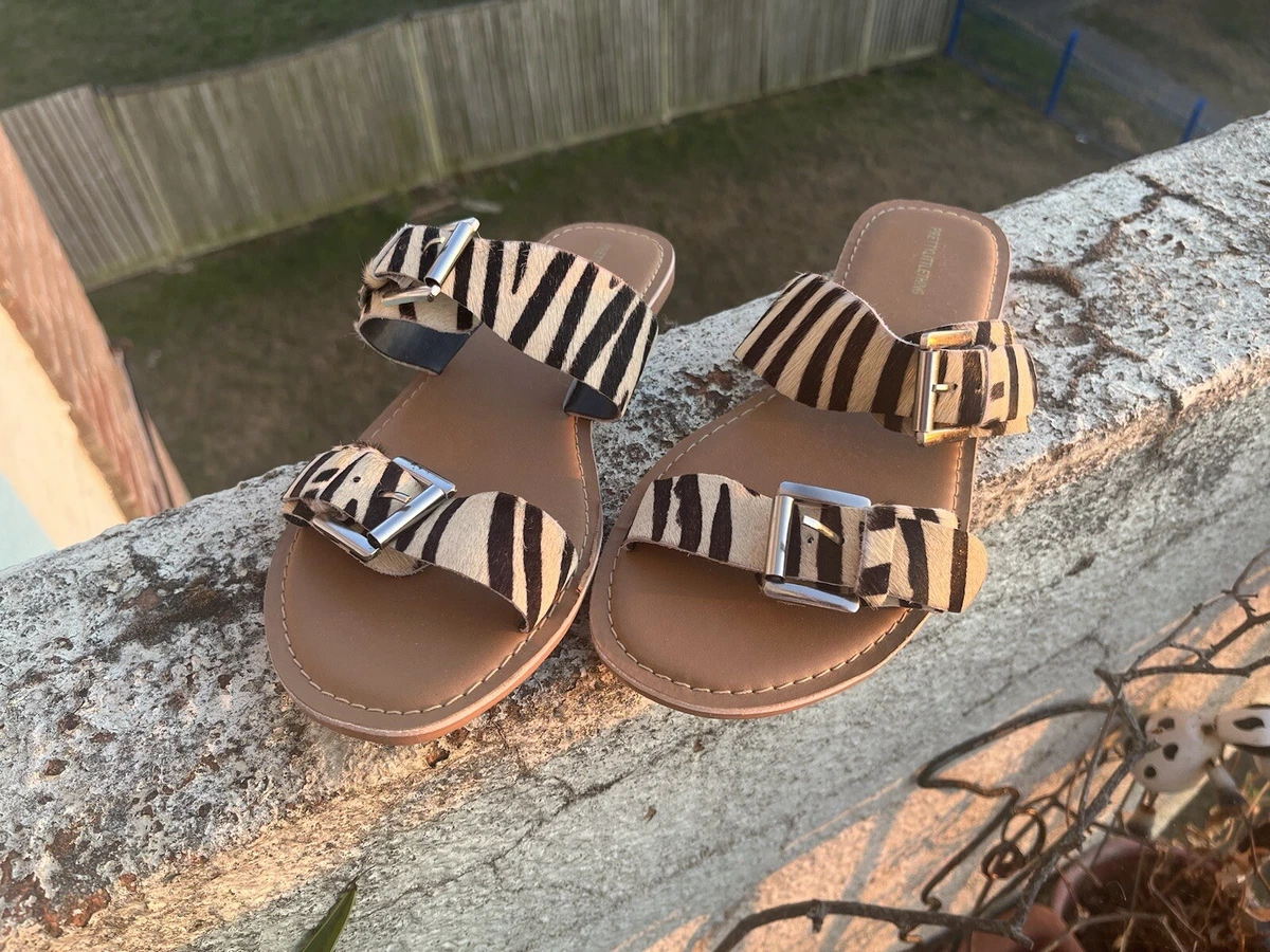 Ladies wide feet animal zebra print sandals summer holiday size 7 EU 40 new