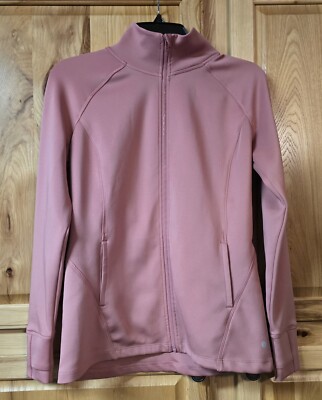 Layer 8 Dusty Pink Full Zip Collar Mockneck Qwick-Dry Athletic Jacket Pocket