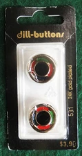2 Dill-Buttons of America #531 24K Gold Plated 11/16" (18mm) Colorful Insets