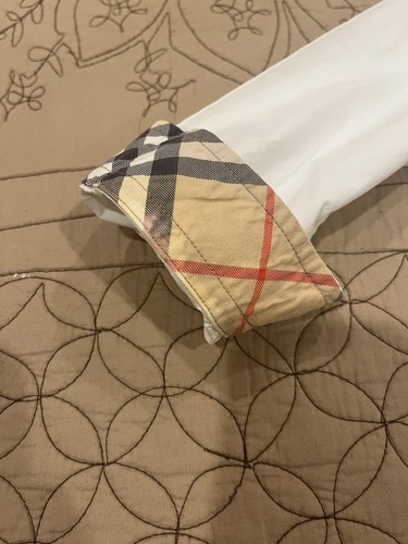 Burberry Boys Toddler Button Down Dress Shirt Solid White Plaid Cuffs Sz4Y 104cm - Picture 8 of 12