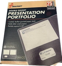 SKILCRAFT Double Pocket Presentation Portfolio; Dark Blue, Letter Size 25/pack