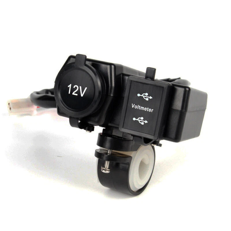 12V Impermeable Motocicleta Doble USB Teléfono GPS Enchufe de Alimentación Cargador LED Voltímetro Foto 2 de 4