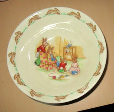 Royal Doulton BUNNYKINS Albion Porcelain COUPE CEREAL BOWL TELEVISION TV Time
