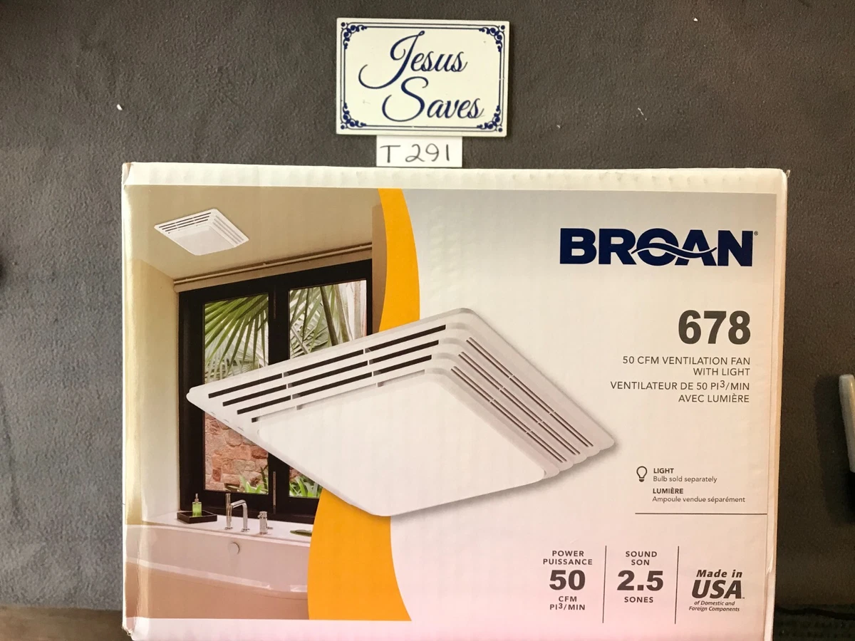 Broan NuTone 678 Ventilation Fan u0026amp; Light Combo for Bathroom u0026amp; Home  T 291 | eBay