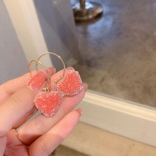 Cute Heart Stud Earring Women 18K Gold Plate Jewelry Cubic Zircon Earring Gift