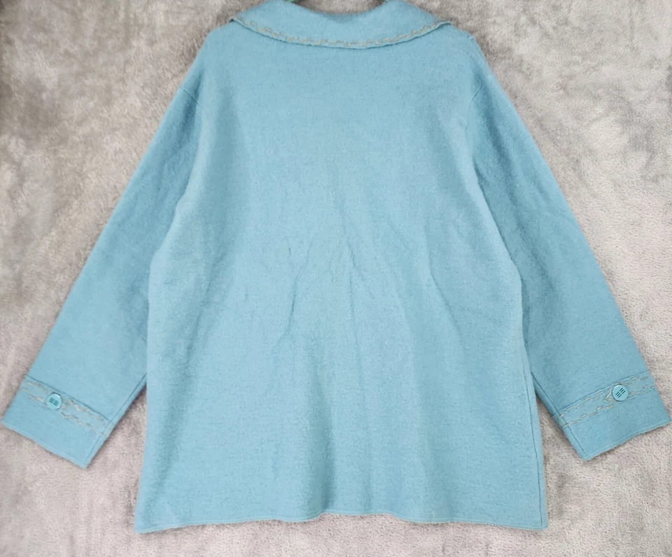 Sigrid Olsen Suéter Chaqueta Mujer 1X Azul Lana Abotonada Manga Larga De Colección Foto 2 de 4