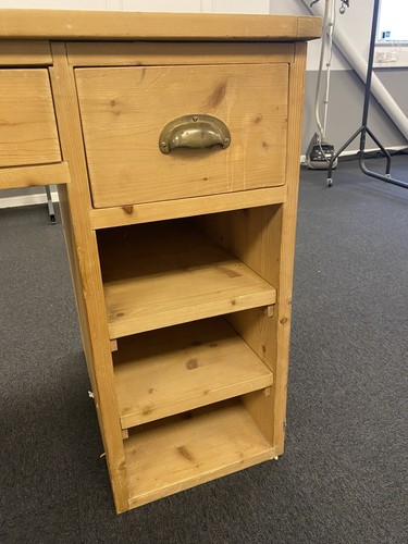 Bespoke Solid Pine Handmade Desk With Drawers, Shelves And Apothecary Handles - Picture 2 of 8