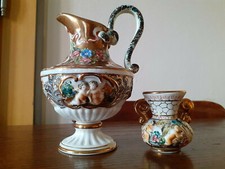 Brocca e piccolo bricco in porcellana di Capodimonte