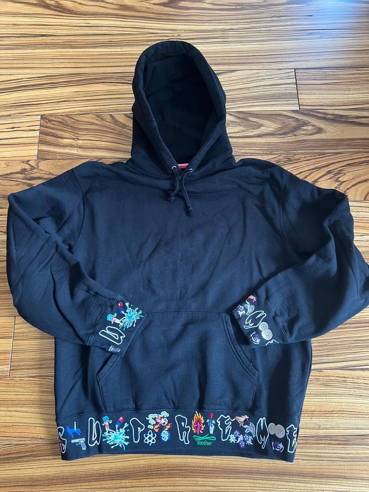Pull original SUPREME à capuche noir taille Medium (M) comme NEUF