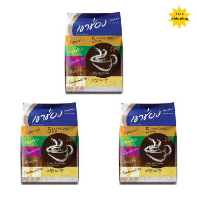 Coffee Shong Khao Instant Mix 5 Flavor Powder Thai 20 Stick 3in1Camping x 3 pack