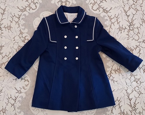 Cute Togs Vintage Girls Coat Sz 4T Blue Anchor Buttons Jacket USA  - Afbeelding 1 van 7