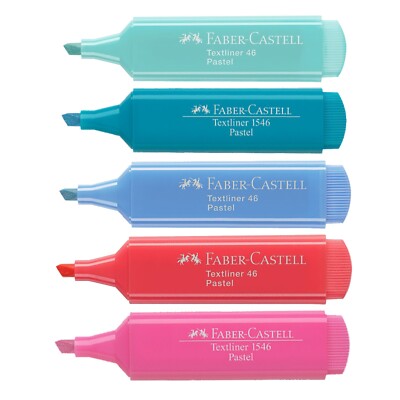 Lot De 8 Surligneurs Pastel Faber-Castell - Pointe Triple Largeur, Encre à Base D'eau