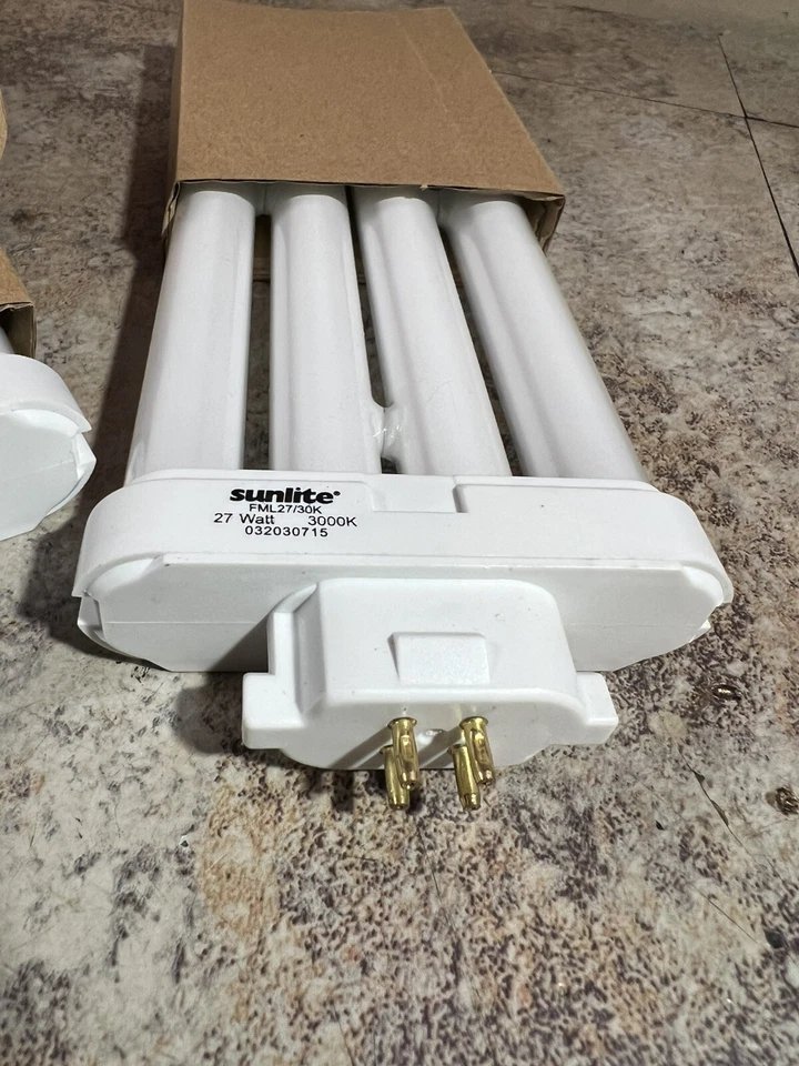 SUNLITE FML 27W 3000K Warm White Quad Tube GX10Q-4 4Pin Base Fluorescent Bulb - Image 3 of 4
