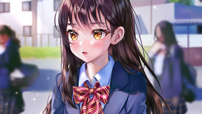Anime girls aina 156cm artwork dark hair long brown eyes Play Gaming Mat Desk