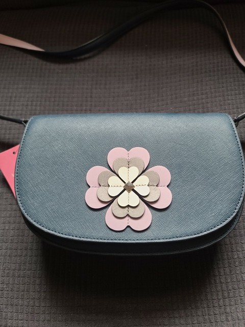 reiley spade flower applique flap crossbody