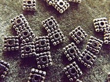 ORNATE SQUARE SPACER BEADS TIBETIAN SILVER 5MM 25 PIECES