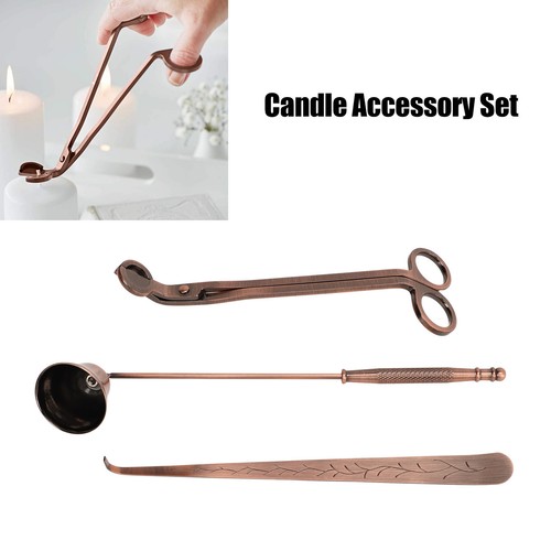 3pcs Candle Accessory Set Steel Care Kit 3 in 1 Bronze Scented Candles Trimmer - Picture 11 of 12