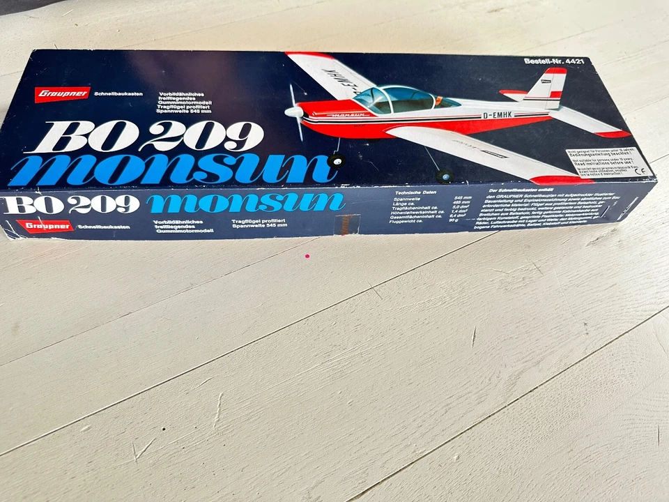 Graupner 4421 Bo 209 Monsun Gummimotormodell Rarität Vintage - Bild 3 von 4