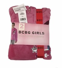 BCBG Girls Plush Hoodie  Legging Medium 10/12 Pink Gray 2PC Sequin Rainbow Star