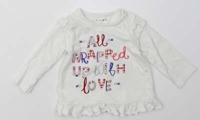 Muskat Mädchen weiß Baumwollmischung Freizeit Größe 6-9 Monate Pullover-alle