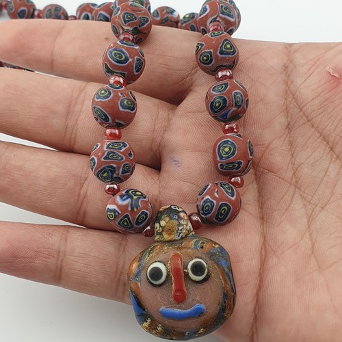 Stunning Vintage Venetian Style Eyes Glass With Old Face Glass Beaded Glass - Picture 9 of 17