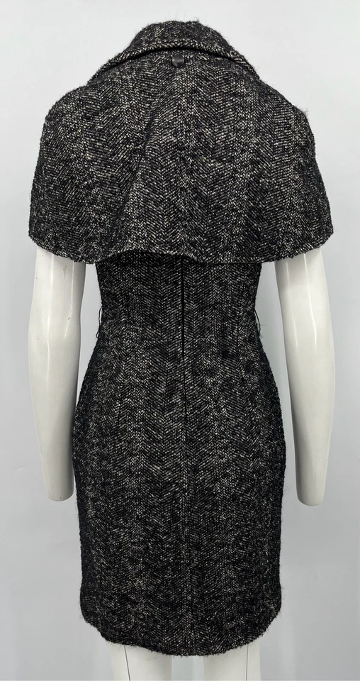 Martin Grant CINTURÓN FALTANTE Vestido Vaina Tweed Manga Capa Talla M Foto 3 de 4