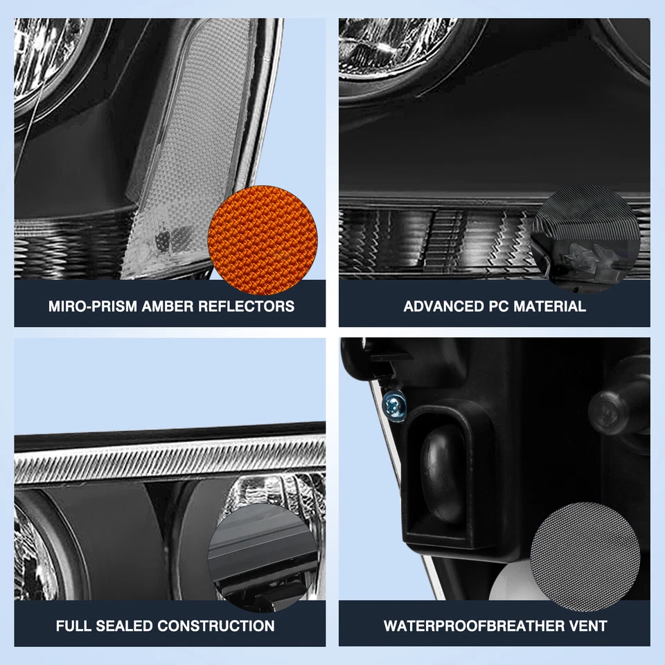 Conjunto de faros delanteros transparentes negros izquierda+derecha para Dodge Avenger 2008-2014 Foto 4 de 4