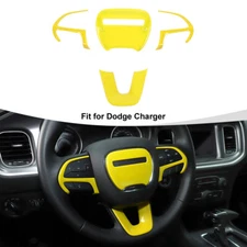 Yellow Steering Wheel Panel Cover Accessories For Dodge Charger & Challenger 15+