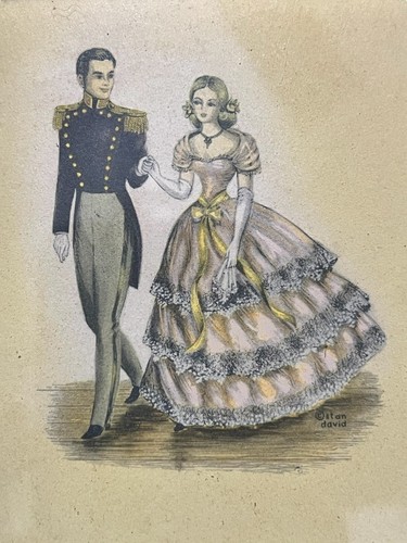 Vintage Stan David Framed Prints- 4”x5” (4) Victorian 1940’s Dancing Courting - Picture 10 of 18
