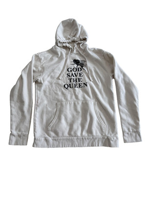 Boredwalk Hoodie Mens Medium White God Save The Queen Bee Graphic Pullover Punk