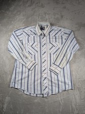 Wrangler Cowboy Cut Shirt Mens 18x35 X-Long Tails Pearl Snap Stripe Western