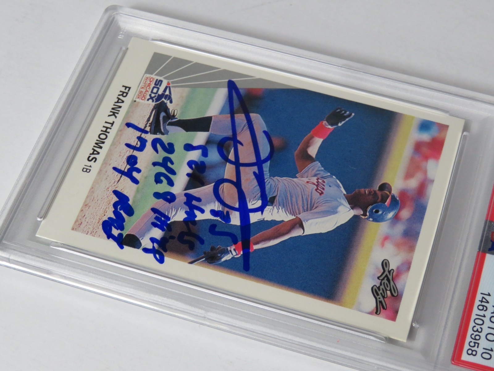 Frank Thomas HOF Signed Autograph 1990 Leaf Rookie Card 300 w/3 insc PSA 10 Auto view 4