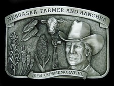 TI09104 VINTAGE 1984  NEBRASKA FARMER AND RANCHER COMMEMORATIVE  BELT BUCKLE