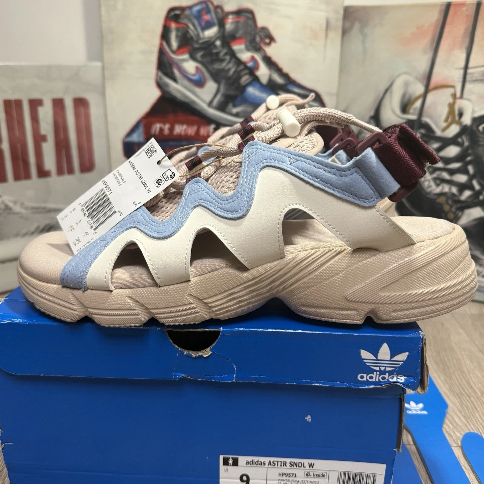 Sandali Adidas Originals Astir 'Blue Beige' HP9571 donna taglia 8 9 nuovi
