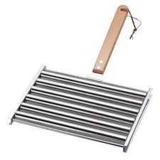 Hot Dog Roller Sausage Roller Stainless Steel Sausage Roller Rack with Wooden Ha