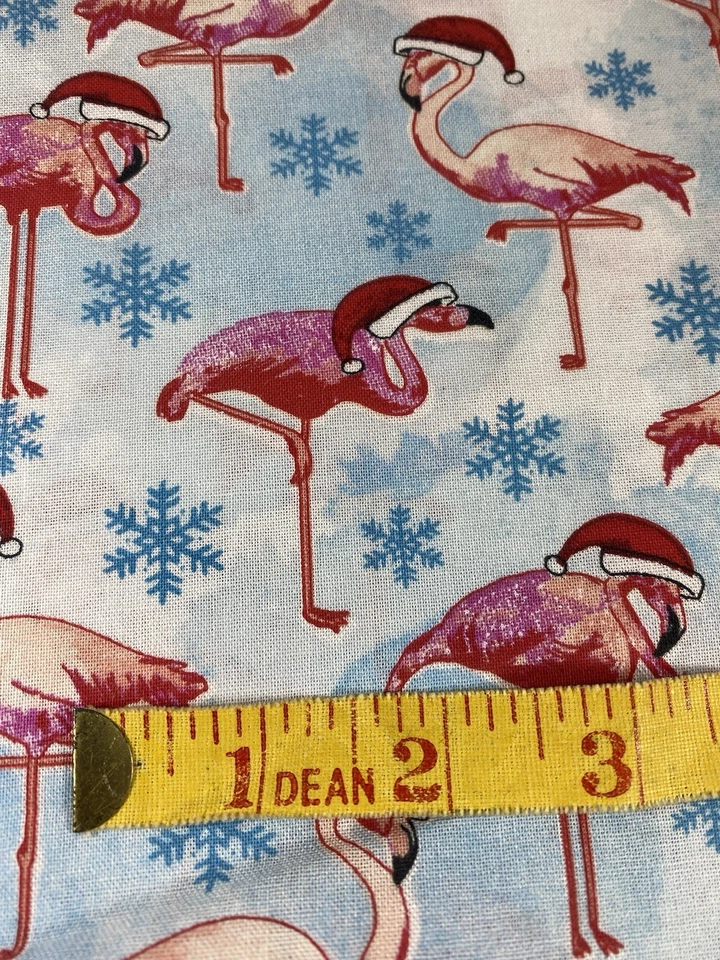 Joann Tela Rosa Flamencos Papá Noel Sombreros Navidad POR Algodón 3 Yardas Foto 4 de 4