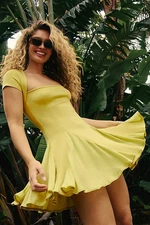 Free People Lexi Mini Dress Silent Lime Cap Sleeve Free-Est Square Neck M NWT